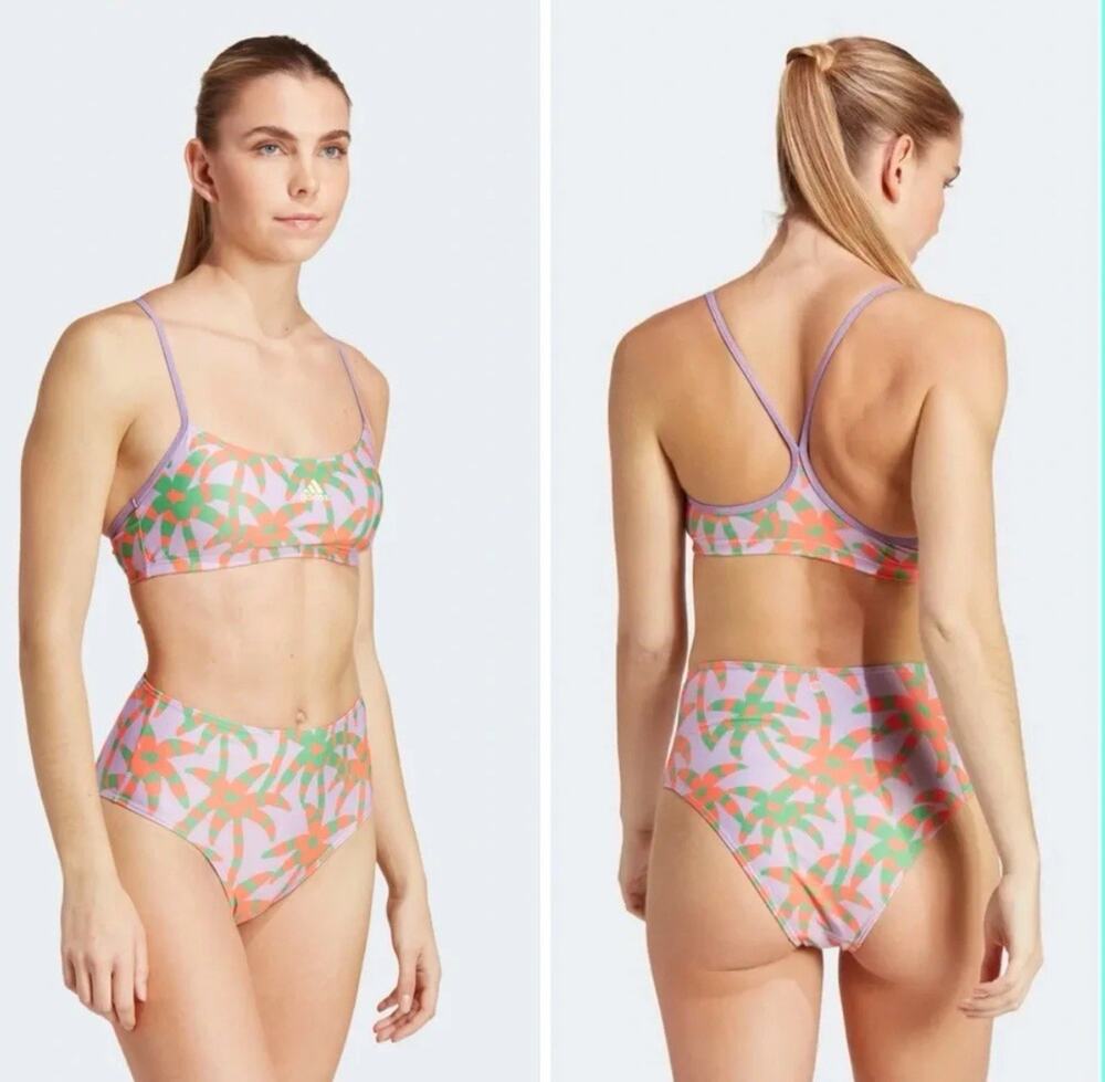 Adidas & Farm Rio Floral Print Two Piece Bikini Set(Size Small)